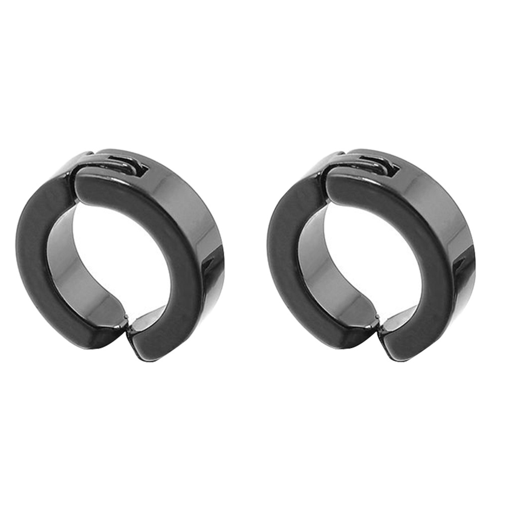 Anting Klip Bentuk Lingkaran Bahan Stainless Steel Anti Karat Gaya Punk Untuk Pria