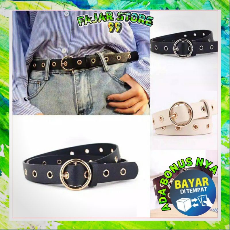 4 Warna Tali Pinggang Wanita Murah Korean Fashion kulit Round Buckle Men Women Belt / ikat /sabuk