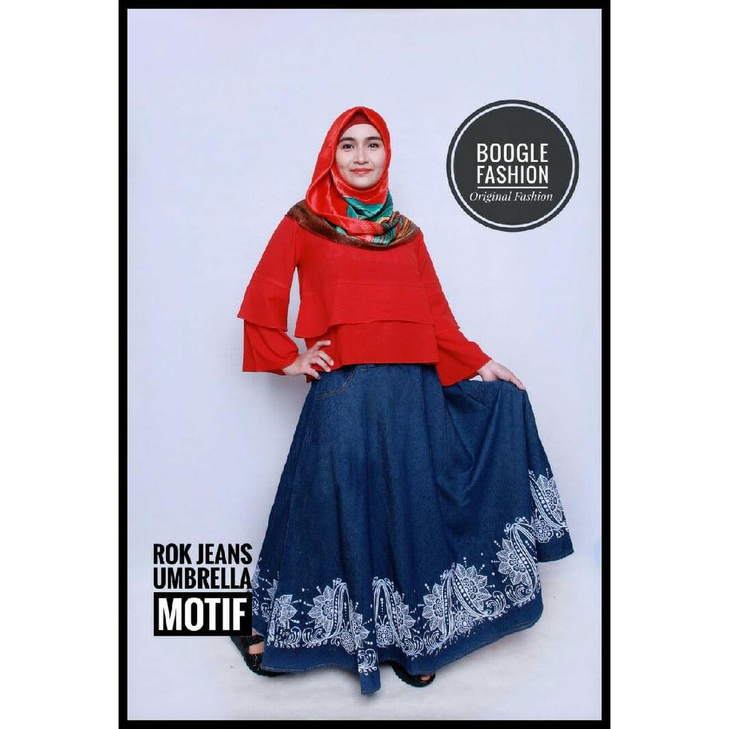 TERBATAS rok jeans/rok panjang/rok levis/rok motif/rok dewasa/rok payung motif CUCI GUDANG