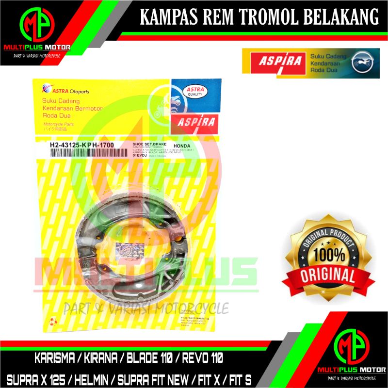 Kampas rem tromol belakang ASPIRA SUPRA X 125,SUPRA X 125 HELMIN,SUPRA X 125 FI NEW