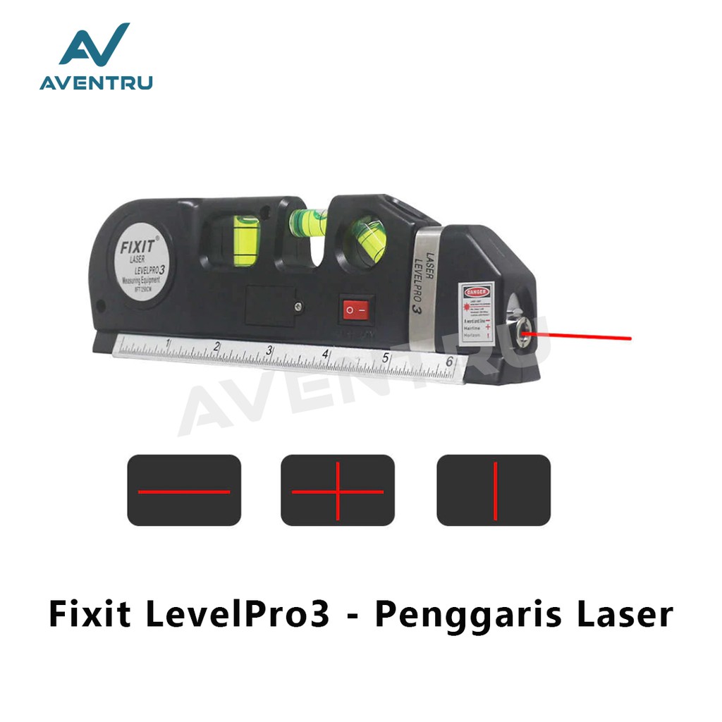 Fixit Level Pro3/Levelpro3 Penggaris Kombinasi Waterpass Meteran Laser