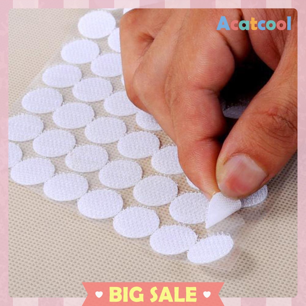 100 Pairs Dots Sticker Hook Loop Double-Sided Self-Adhesive Nylon Tape Snap