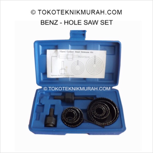 Benz Hole Saw Kit Set 13 pcs Mata Bor Pelubang Kayu Hidroponik