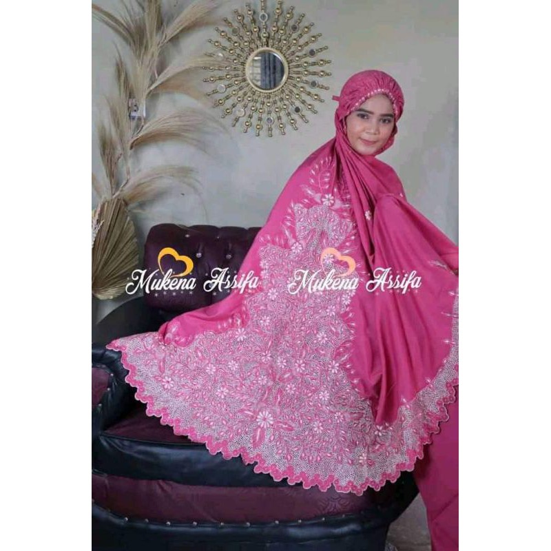 mukena bordir pink fanta bordir bukittinggi