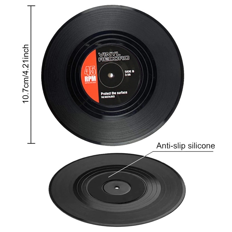 1pc Creative Heat-resistantNonslip Vinyl Record Table Mats/Cup Coaster for Home Decor，Kitchen