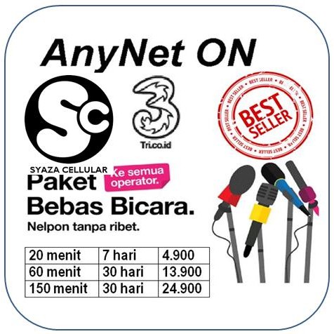 PAKET BEBAS BICARA TRI / PAKET TELPON TRI / PAKET SMS THREE ALL OPERATOR | Tambah masa aktif paket