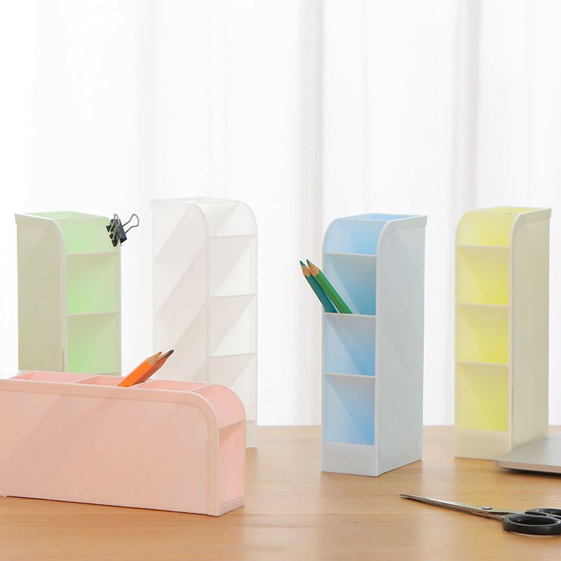 Rak ATK DIY mini 4 sekat cantik minimalis hias susun rak meja alat tulis pensil sendok garpu