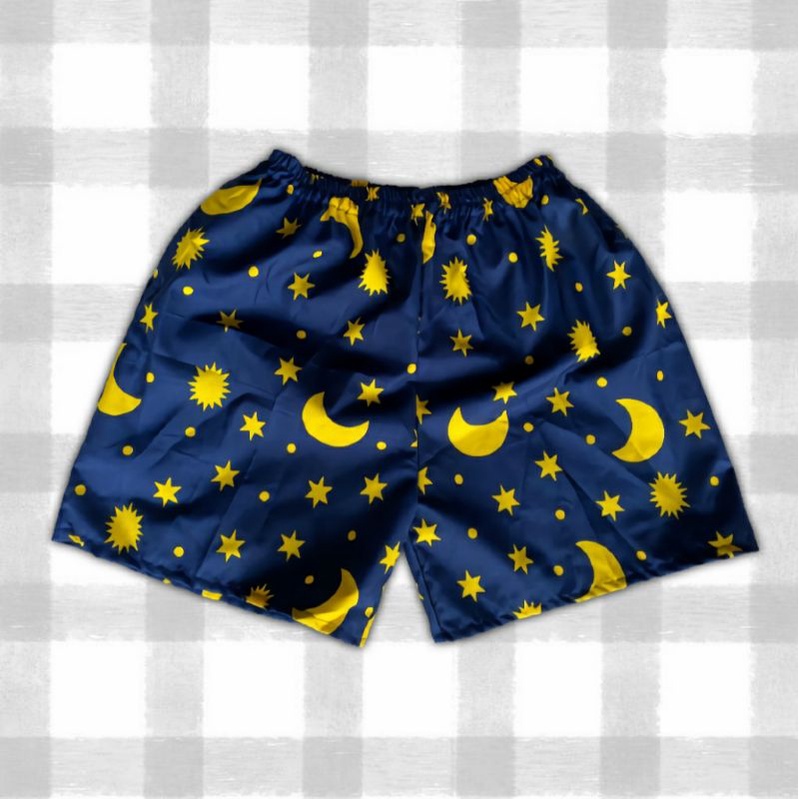 CELANA PENDEK BOXER KOLOR UNISEX MOTIF BULAN BINTANG - AD61