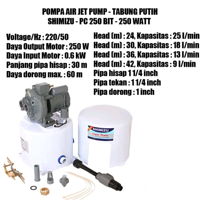 Pompa air Shimizu JET PUMP PC 250 BIT Pompa Shimizu tangki 250 bit