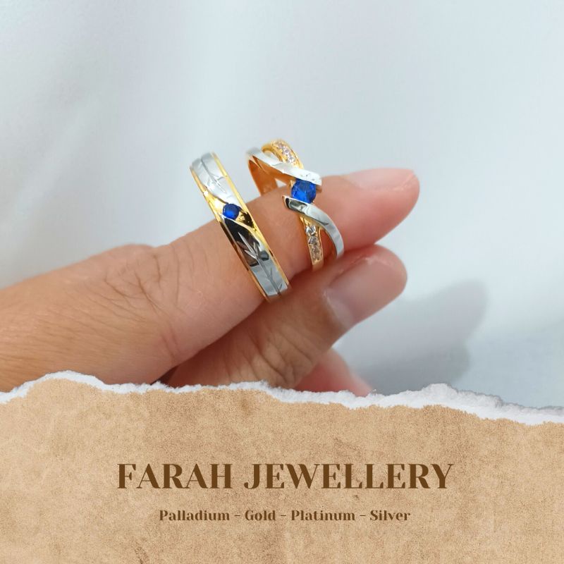 Cincin Couple Emas Kuning Garansi Free Box Kayu Eksklusif Free Ukir Nama Elegan