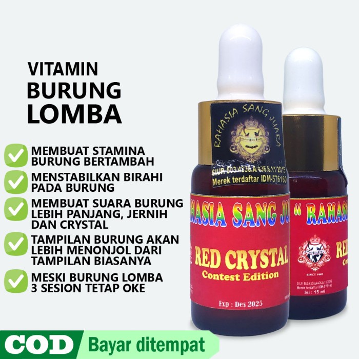 Vitamin Burung - Red Crystal Contest Edition Vitamin Lomba Burung Murai Batu Lovebird