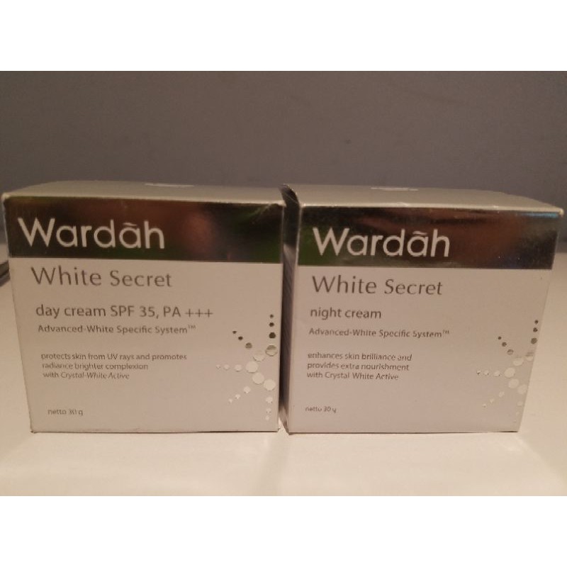 wardah white secret day cream & night cream 30g ( harga paket )