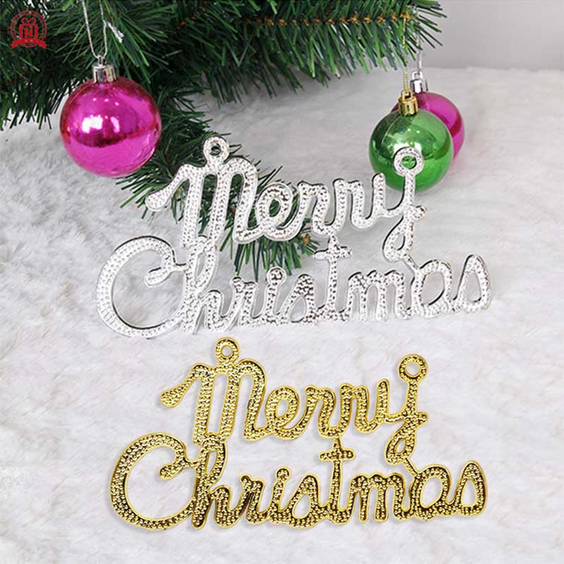 1 Pc Ornamen Liontin Gantung Desain Tulisan Merry Christmas Untuk Dekorasi Pohon Natal