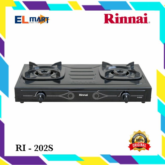 Rinnai Kompor Gas 2 Tungku RI 202S 202 S RI202S Gas Stove