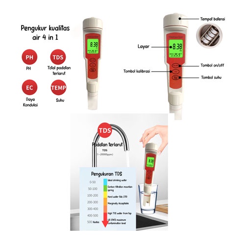 Alat Pengukur Keasaman Cairan Air PH Meter Digital Tester Alat Hidroponik Aquarium Aquascape