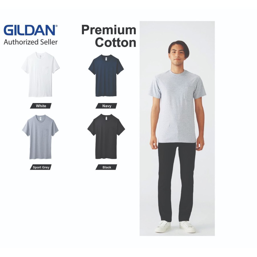Atasan Kaos Polos Lengan Pendek Tebal GILDAN Hammer Pocket HA30 Baju Kaos Oblong Pakaian Pria Termur