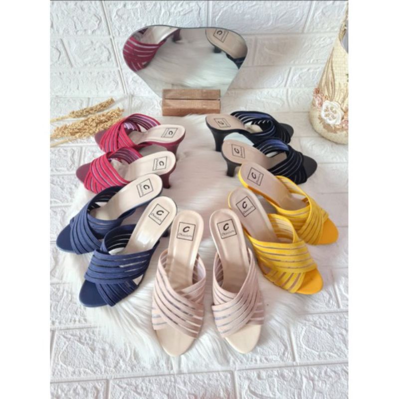 Sendal High Heels Wanita 9cm / Sendal Heels Cantik / Sendal Heels Polos