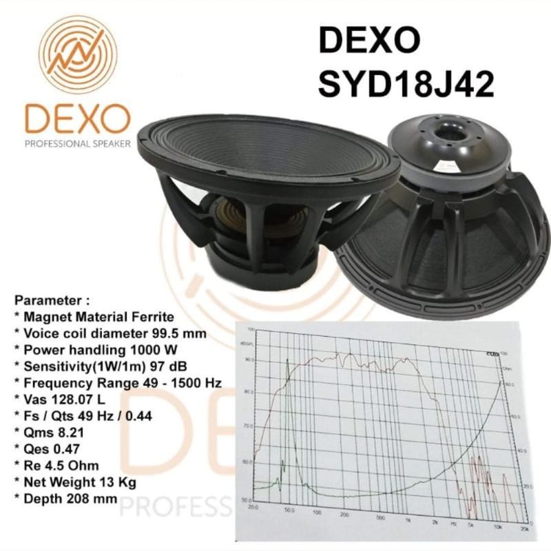 Speaker 18 Inch Dexo SYD18J42 Coil 4 Inch 1000 Watt