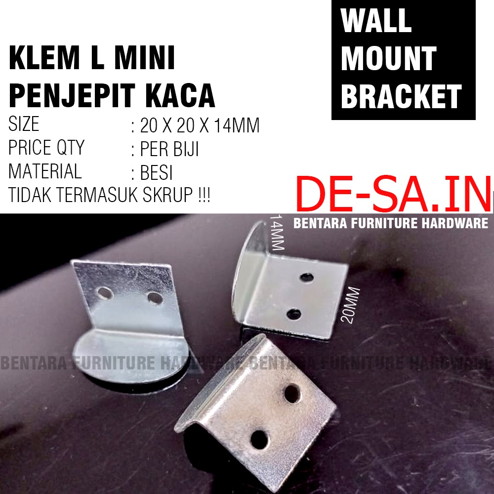 Mini Klem L Kaca  - Plat Tipis Besi Tahanan Penjepit Sudut