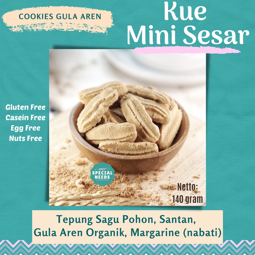 

Kue Mini Sesar (Semprit Sagu Aren) Egg Free - Cookies Aren - Diet Special Needs