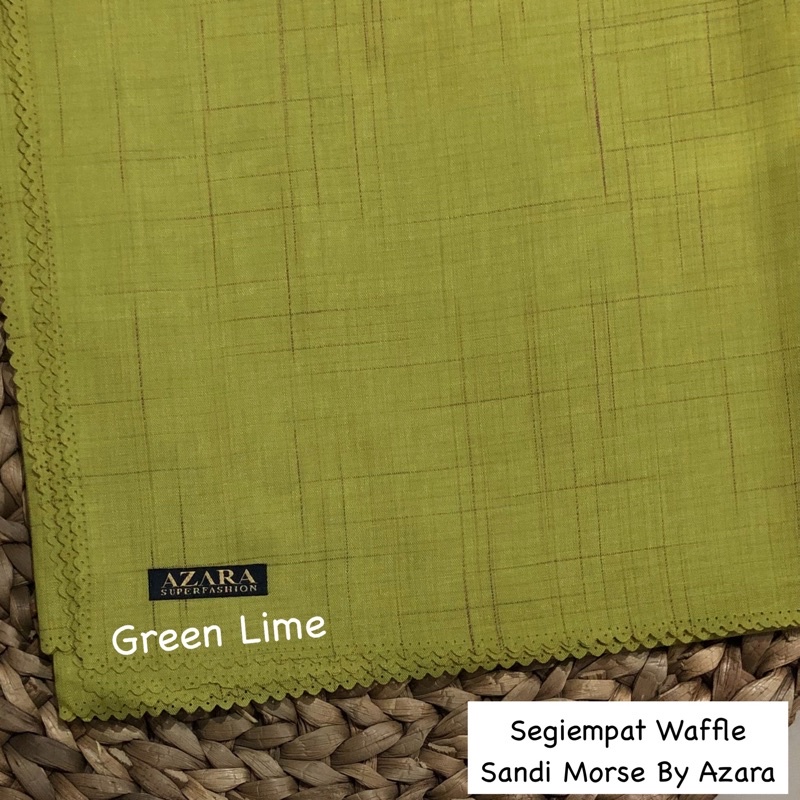 HIJAB SEGIEMPAT VOAL WAFFLE LASER CUT SANDI MORSE BY AZARA-Green Lime