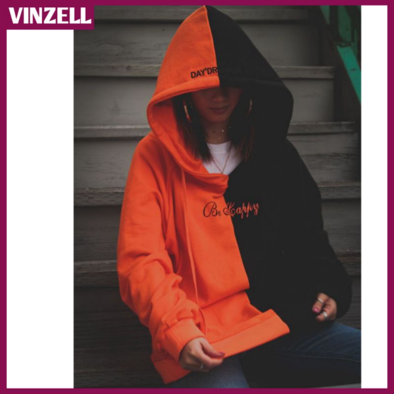 big size sweater Hoodie wanita kombinasi 2 warna sweater jumbo ukuran 2XL 3XL 4XL 5XL