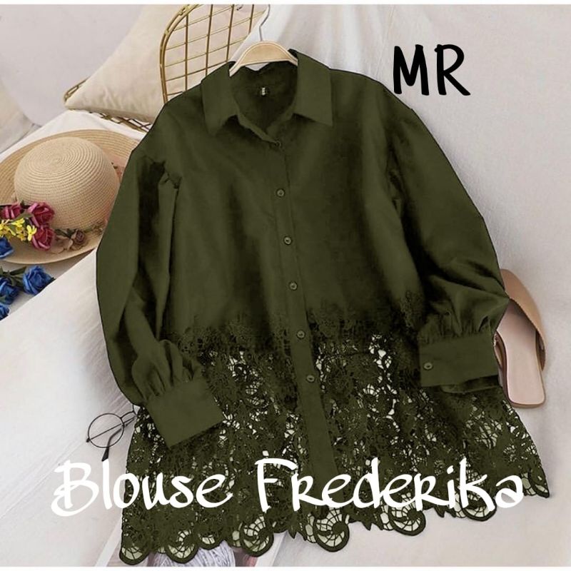 BLOUSE FREDERIKA, BRUKAT, MOSCREPE, BLOUSE ATASAN, 3 UKURAN