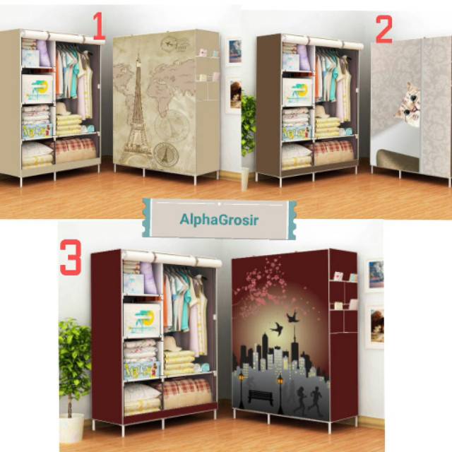 LEMARI PAKAIAN PORTABLE MOTIF 3D Mudah dibongkar pasang LEMARI PAKAIAN PORTABLE MOTIF 3D Mudah dibongkar pasang