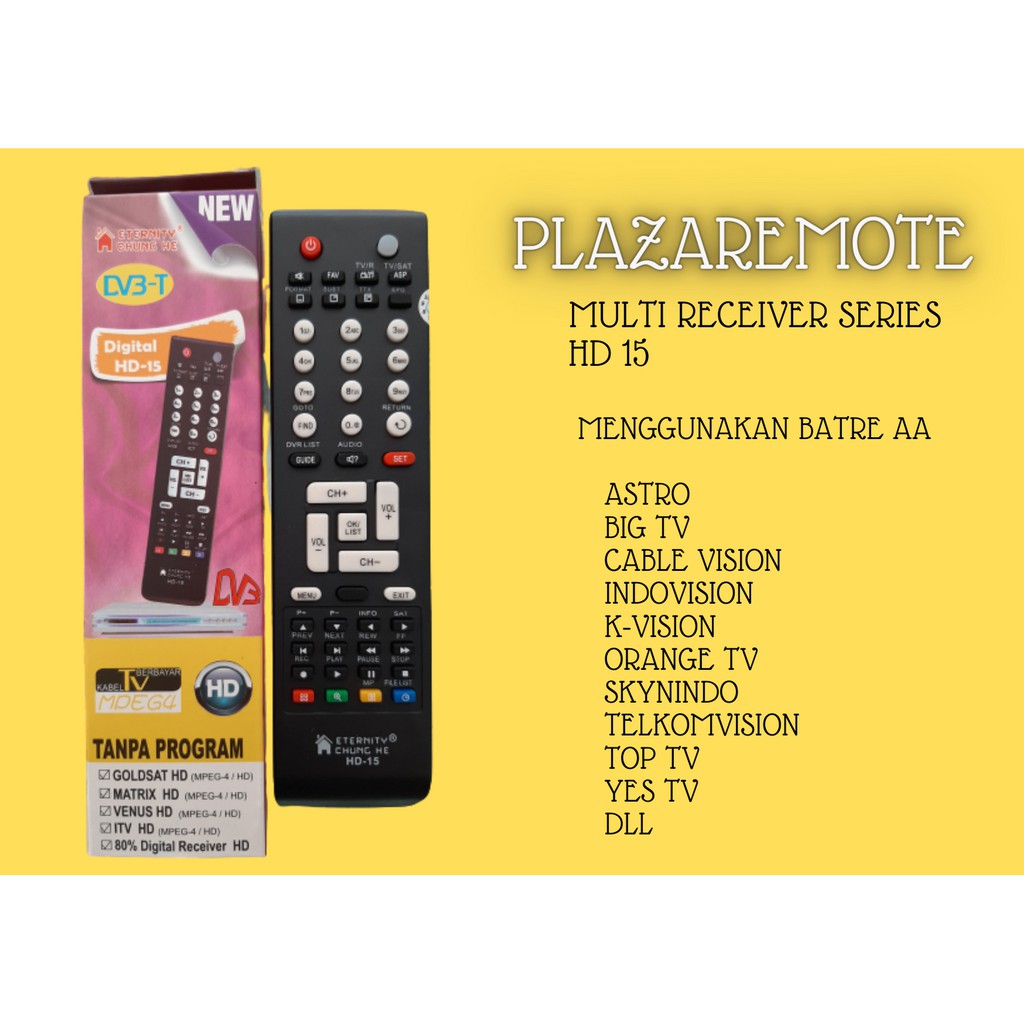 Remote RECEIVER PARABOLA MULTI HD12 HD13 HD 15 ASTRO BIGTV CABLEVISION INDOVISION KVISION ORANGE TOP