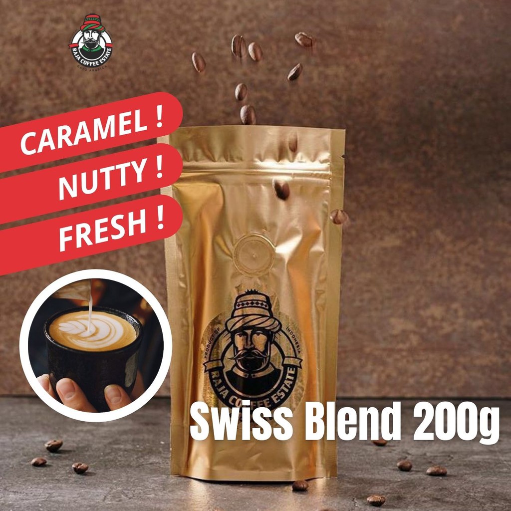 

KOPI ARABIKA 200G RAJA COFFEE ESTATE BIJI BUBUK ACEH GAYO SWISS BLEND JAMIN FRESH ROAST