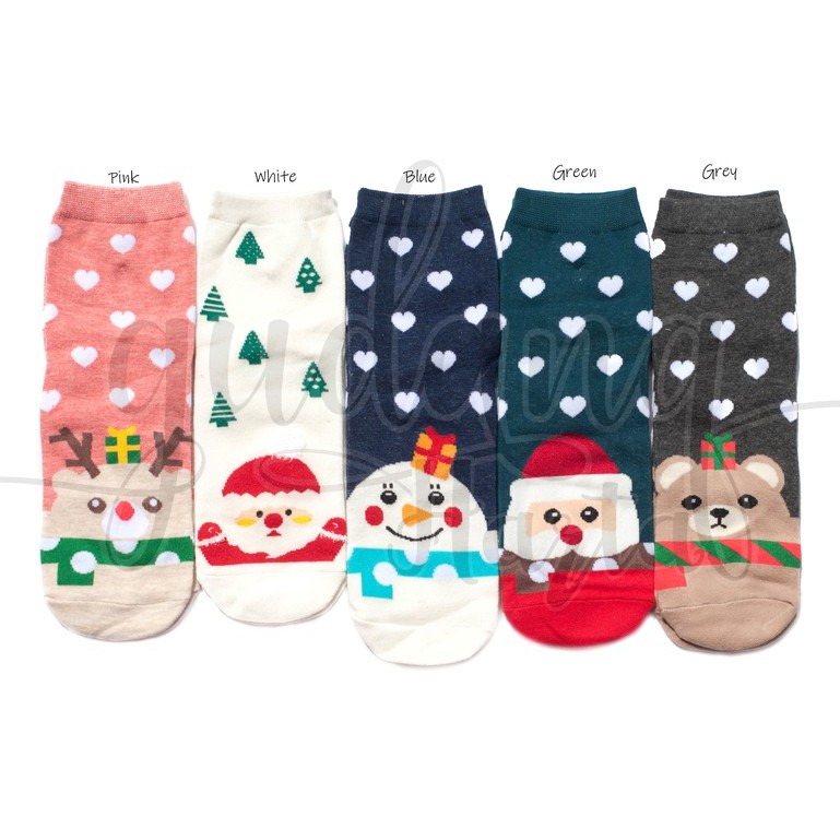 Kaos Kaki Wanita Natal Panjang Kaos Kaki Murah Socks Lucu GH 103402