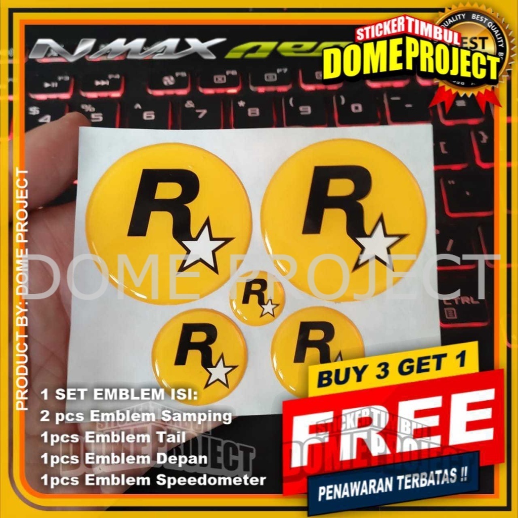 STIKER ROCKSTAR MOTOR TIMBUL EMBLEM LOGO ROCKSTAR YAMAHA AEROX NMAX LEXI SET AESTHETIC KEREN