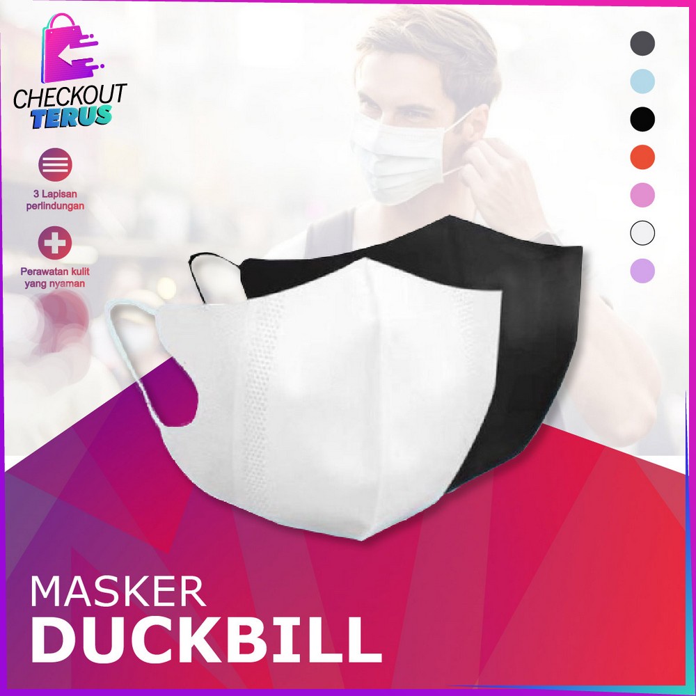 CT C278 Masker Dewasa Isi 10Pcs Masker Duckbil Masker Tali Duck Bill Garis Dewasa Protective Mask Masker Kesehatan