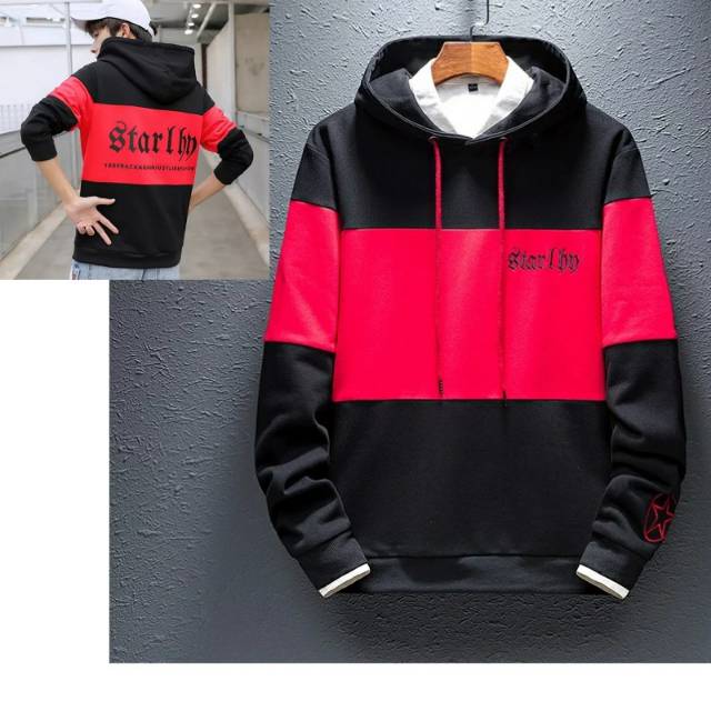 TOTOTAshop.Sweater hoodie STARLHO.Bahan fleece tebal.motif bordir depan,belakang sablon.real pict