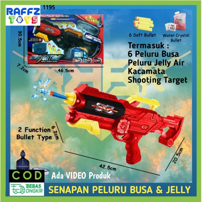 Mainan Pistol Air Water Jelly Peluru Busa Tembakan Airsoft Gun Lunak - 1195 RED