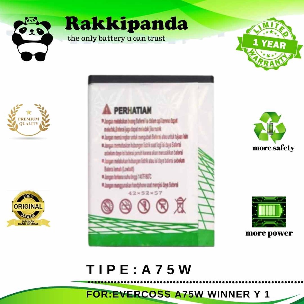 (R/K)- RakkiPanda - A75W Evercross Winner Y1 Batre Batrai Baterai