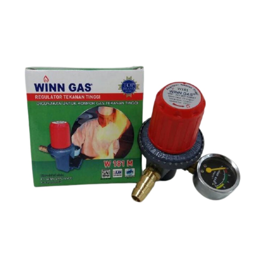 WINN GAS Regulator KOMPOR GAS LPG Tekanan Tinggi dengan Meteran W 181 M