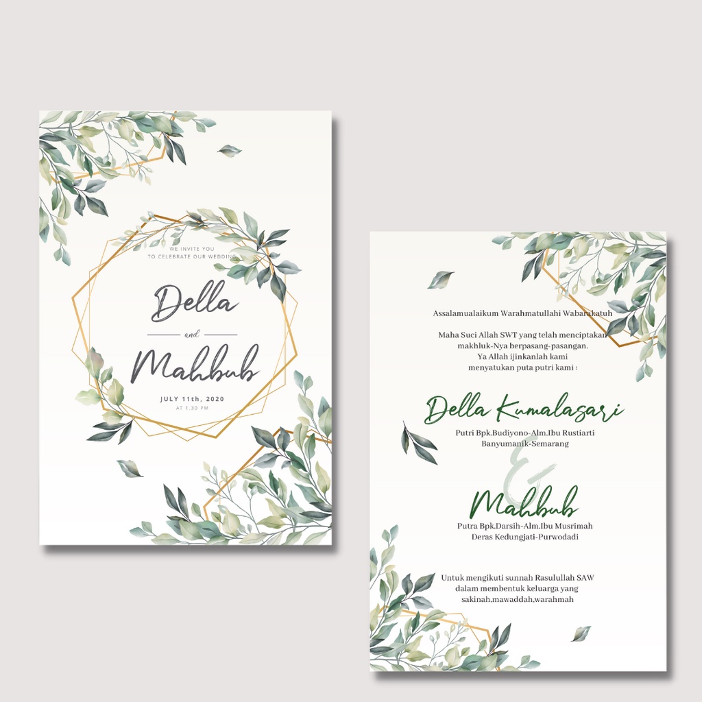 UNDANGAN CUSTOM SATU MUKA BOLAK BALIK / SINGLE SOFTCOVER A5 FREE PLASTIK DAN LABEL