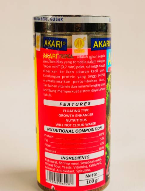 AKARI TROPICAL 100gr All Ornamental Fish Food Pakan segala jenis Ikan tropis Makanan Ikan, pellet ikan