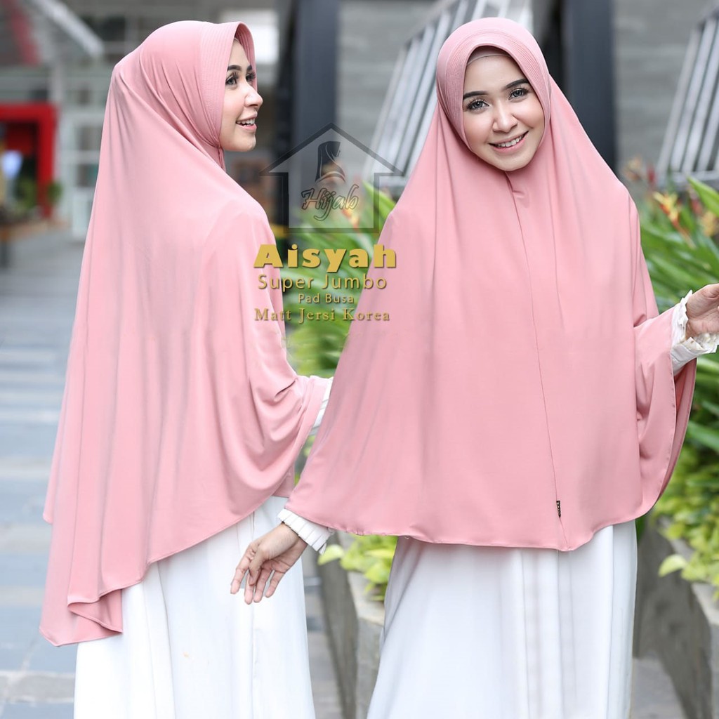 Kerudung Instan Jersey Jumbo Aisyah M,L,XL,XXL Jilbab Jersey Premium Hijab Bergo Polos Rumah Hija'b-1