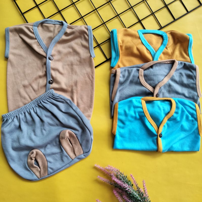 4 stel baju bayi polos kombinasi newborn