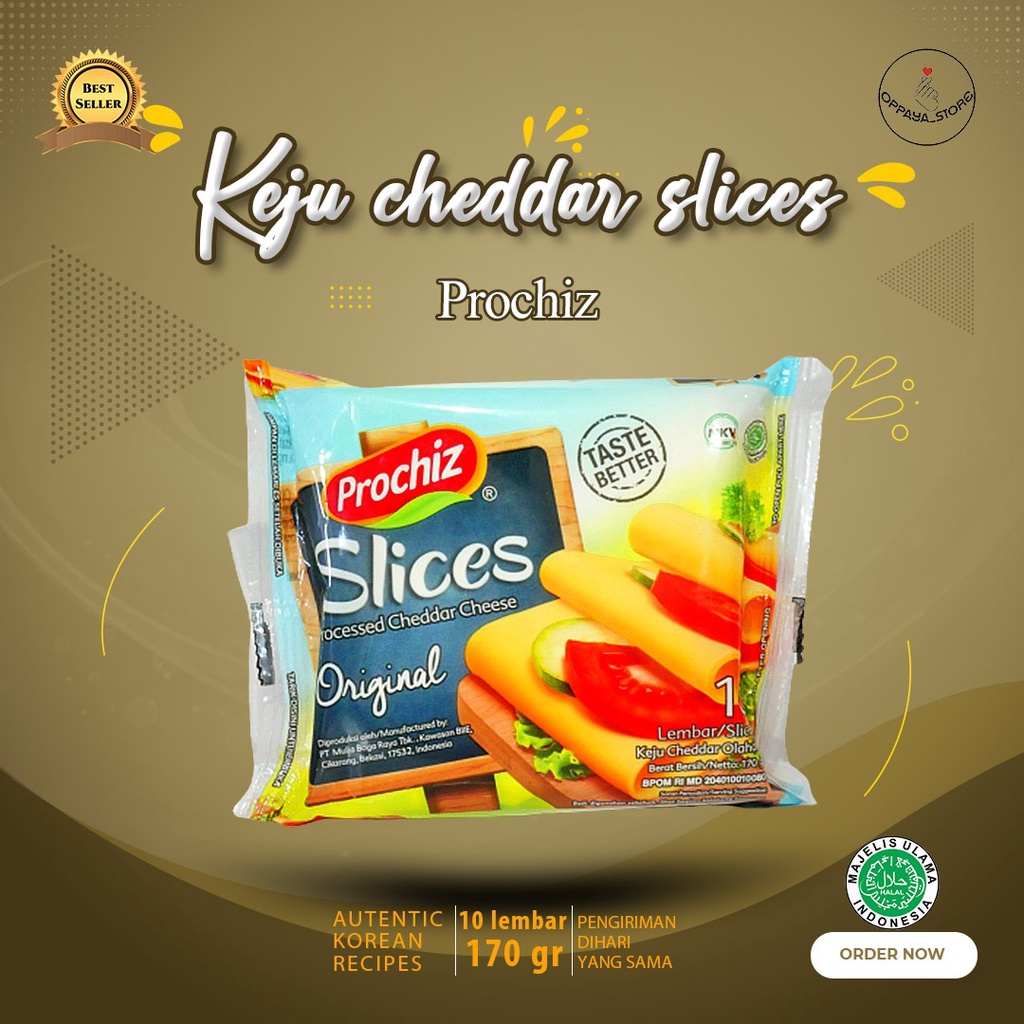 

Keju Prochiz Slices Cheddar Cheese Isi10'S 170 Gram