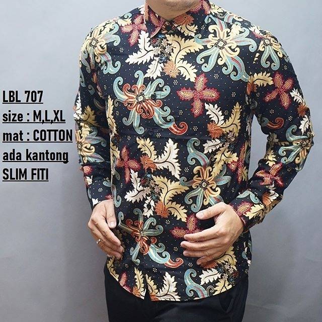 LBL 707 LUIGI BATIK PRIA SLIMFIT LENGAN PANJANG