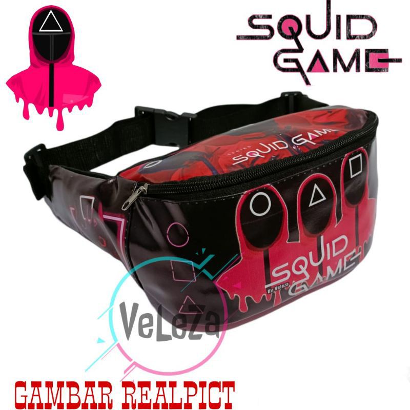 waistbag anak squiid game gratis topi jam - tas anak