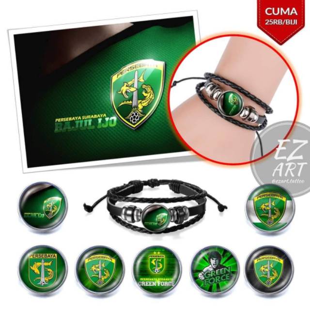 Gelang Custom Tema PERSEBAYA BONEK BONEX Kulit Multilayer