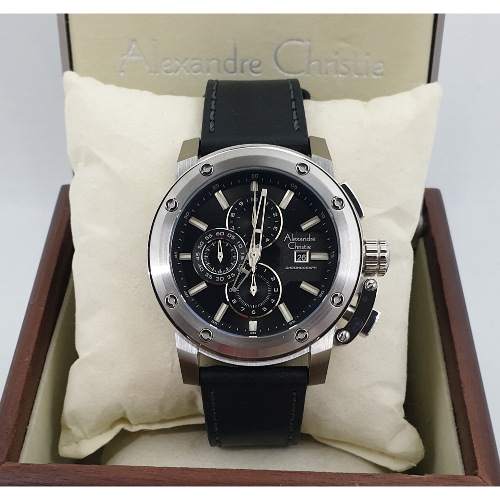 Alexandre Christie Ac6519 Silver Black Jam Tangan Pria Original