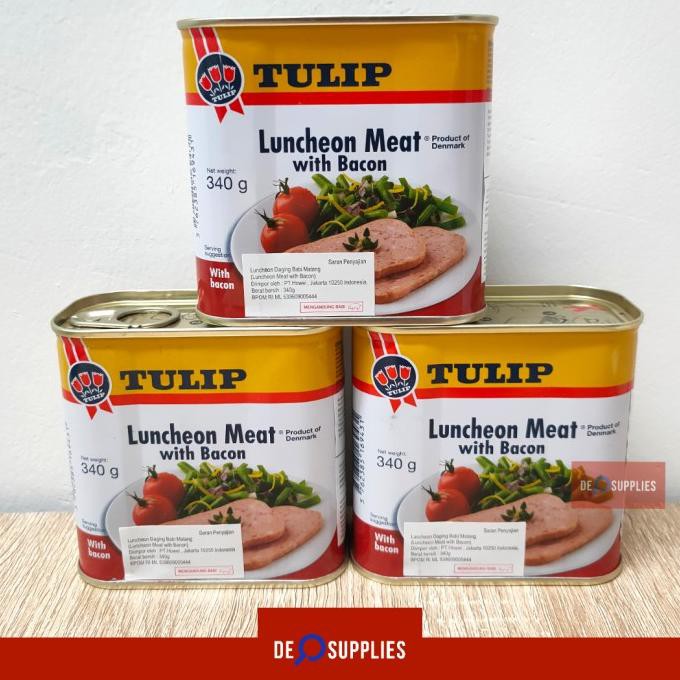 

Tulip Luncheon Meat with Bacon 340gr - Maling Babi Ham Bacon Kaleng