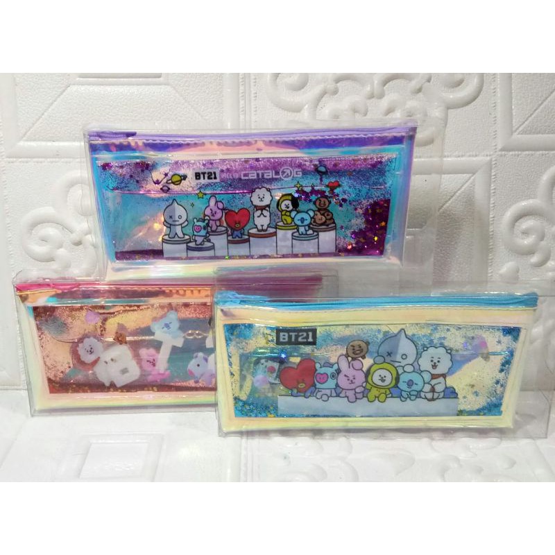 

Pencil Case Lampu air karakter BT21 / Kotak pensil ada lampu dan air karakter BT21