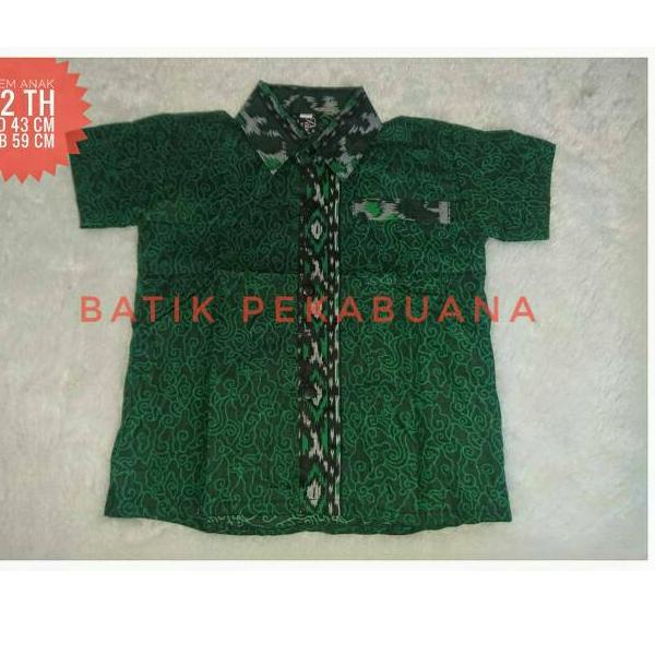 Harga Spesial.. Couple ayah dan Anak Batik Mega Mendung Hijau Botol