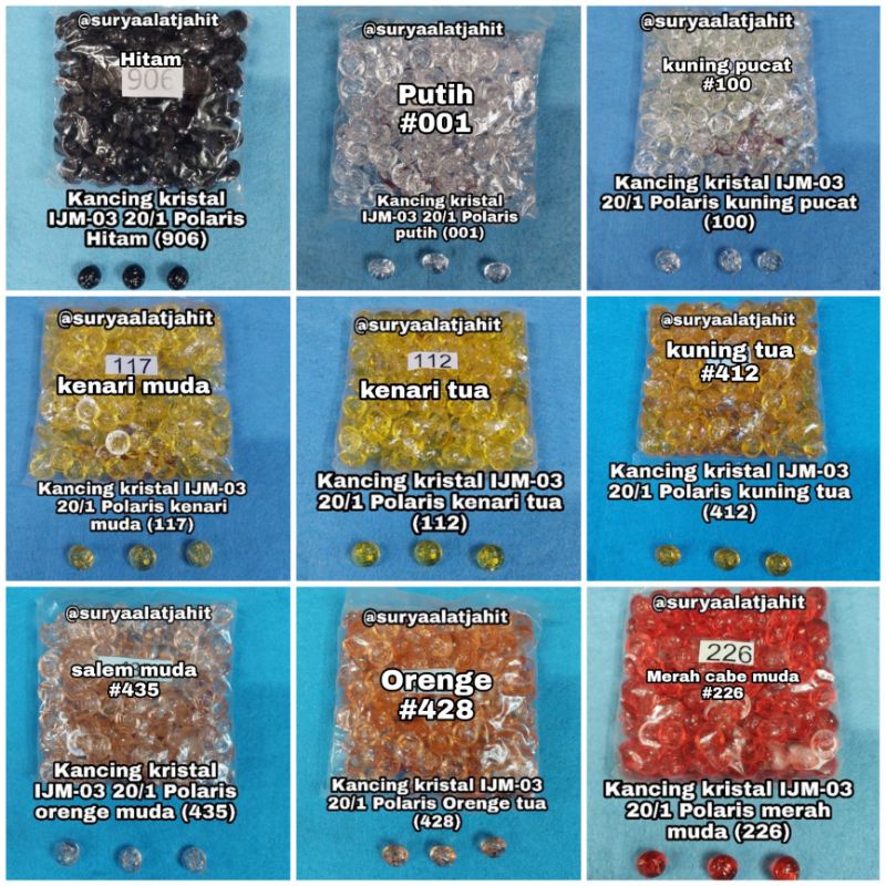 Kancing Jamur kristal 20/1/1.2cm (IJM-03) @1gros =rp.6.500/144pcs